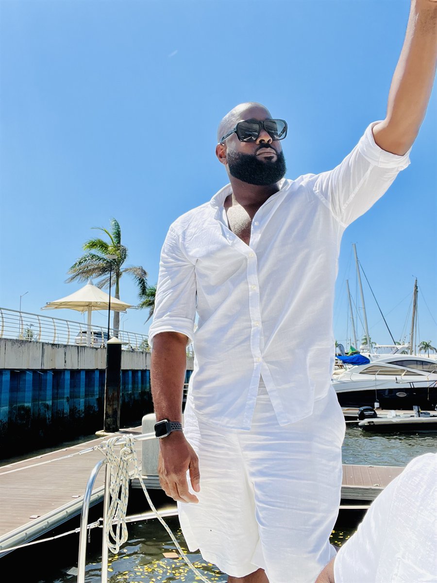 Aaron Sutherland, founder of Jetsetter Lifestyle, on a dock in Zanzibar