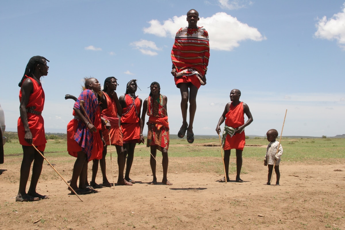 Maasai warriors performing the traditional jumping dance
